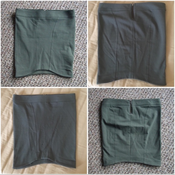 Helmet Lang Olive/Taupe Seamed Zipper Mini Skirt S - Picture 7 of 8